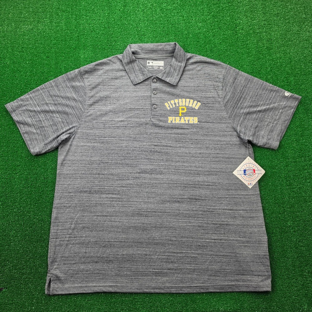 Pittsburgh Pirates MLB Performance Golf Polo Shirt Mens 2XL Gray Baseball NWT